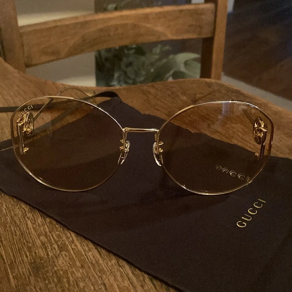 Gucci GG Gold-Gold-Pink Sunglasses Full Inclusion NWT - Picture 4 of 12
